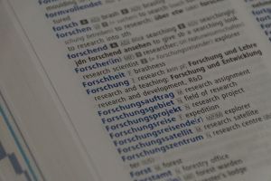 Auszug aus einem deutsch-englischen Wörterbuch zu "Forschung"