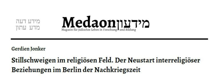 Gerdien Jonker mit Artikel zu interreligiösen Beziehungen im Nachkriegs-Berlin